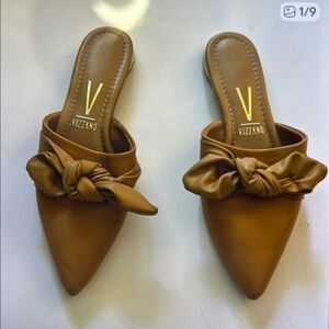 Vizzano Mules Women Closed Pointed Toe Backless Loafer Shoes Cute Bow Slip On 6